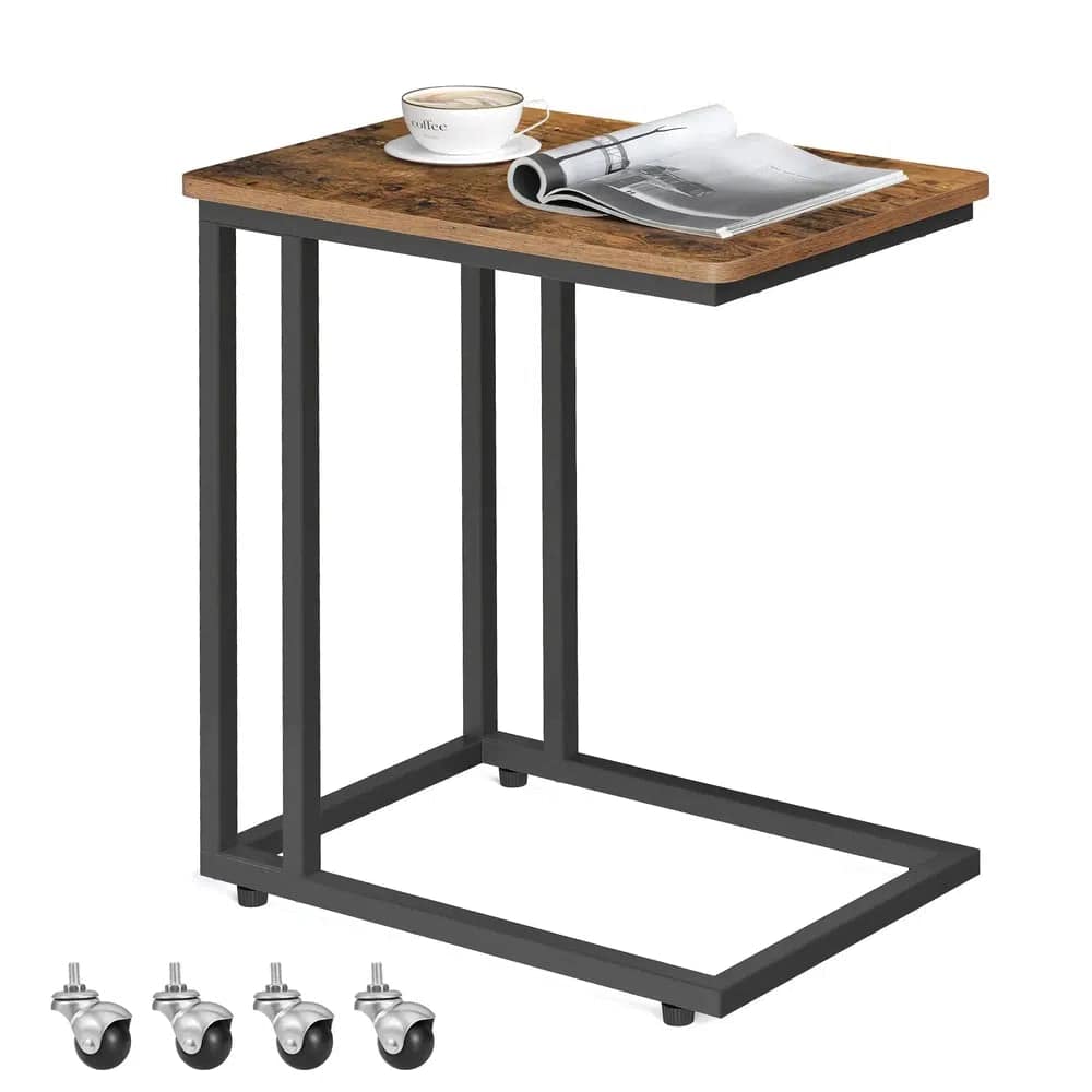 Modern End Table with Steel Frame and Castors