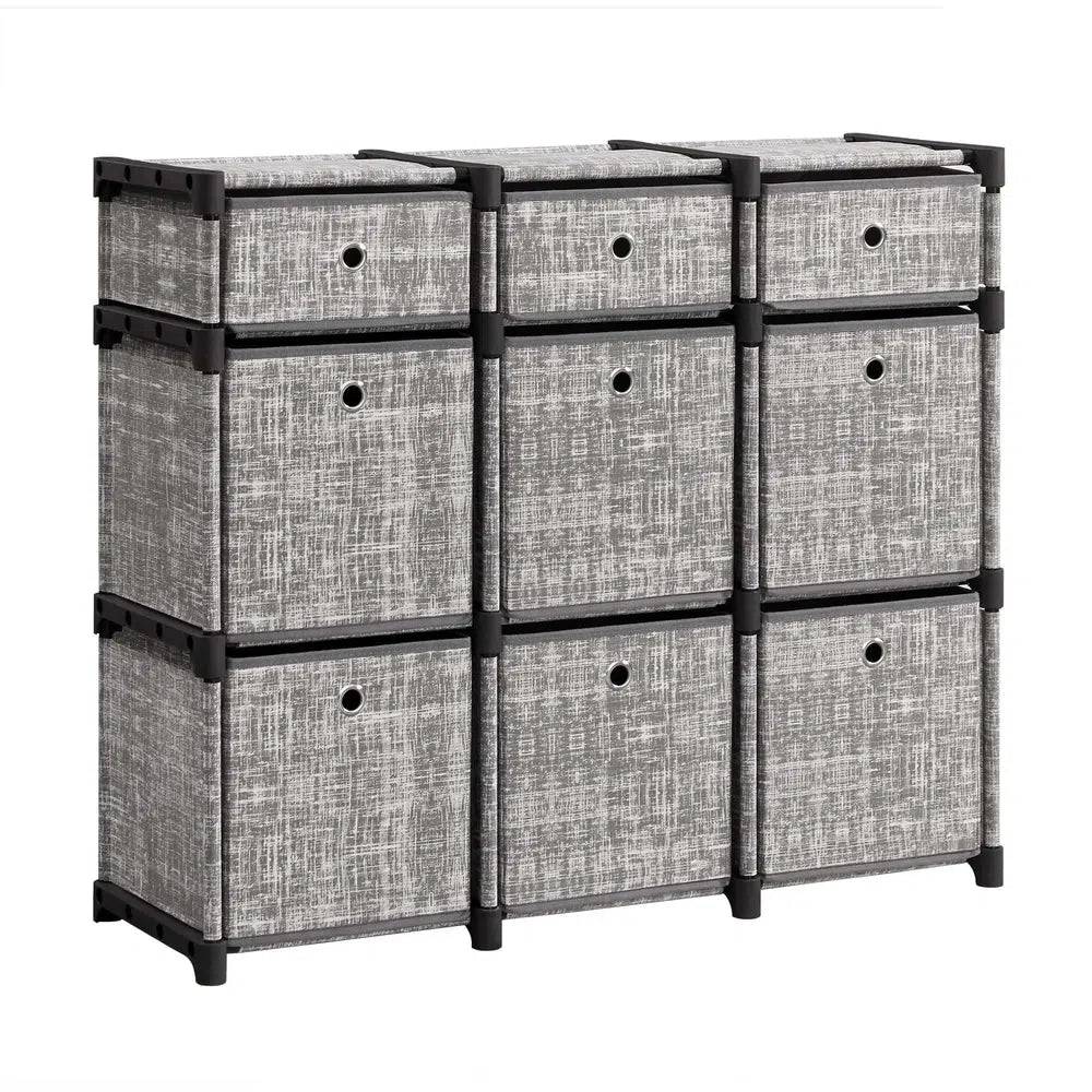 Nine-Cube Storage Unit with Removable Storage Boxes