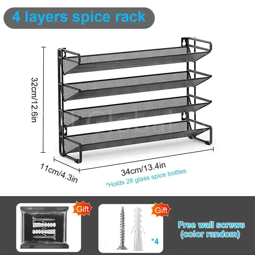 Multi-Layer Metal Wall-Mounted Spice Rack
