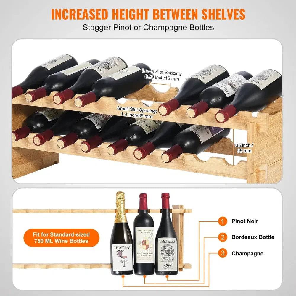 18-Bottle Stackable Modular Wine Rack