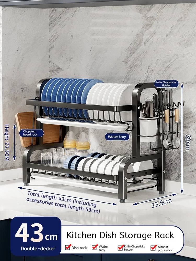 Compact 2-Tier Dish Drying Rack