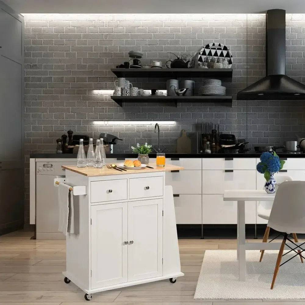Kitchen Island Rolling Storage Cabinet Trolley Cart