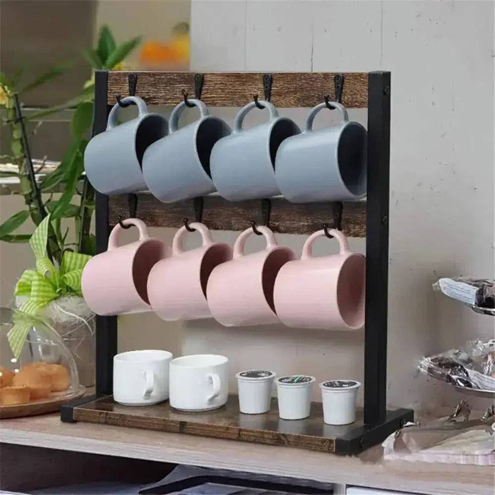 Rustic 2-Tier Coffee Mug Holder
