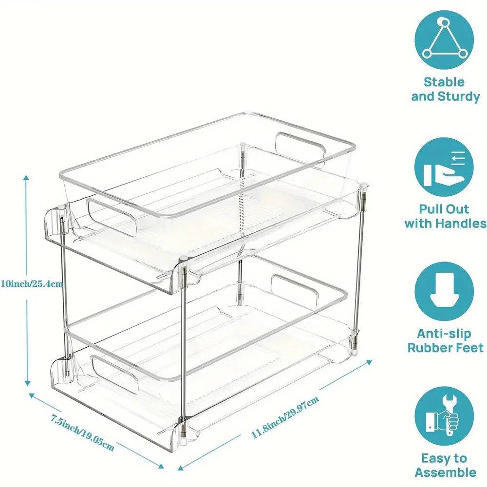 Sliding Two-Tier Under Sink Storage Rack