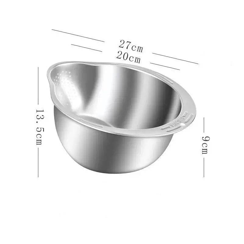 Stainless Steel Rice Washer Strainer Bowl