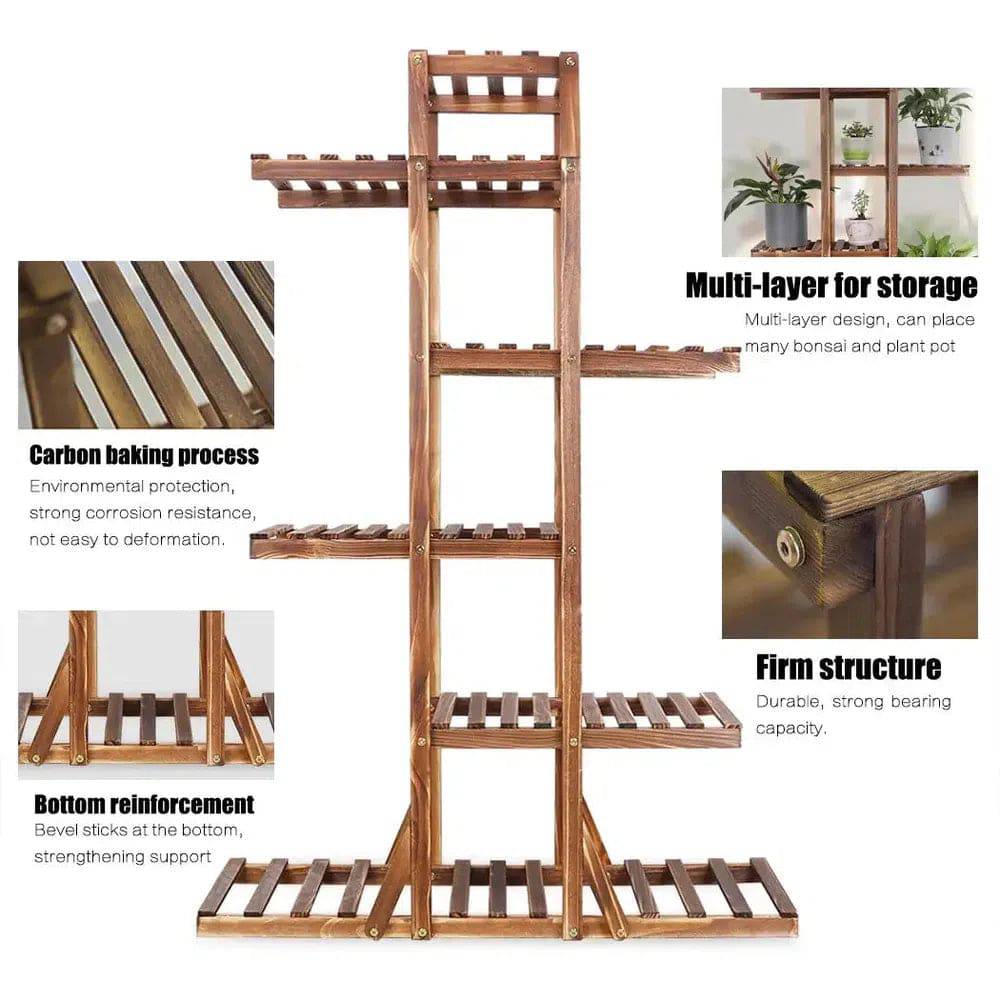 6-Tier Solid Pine Wood Plant Stand