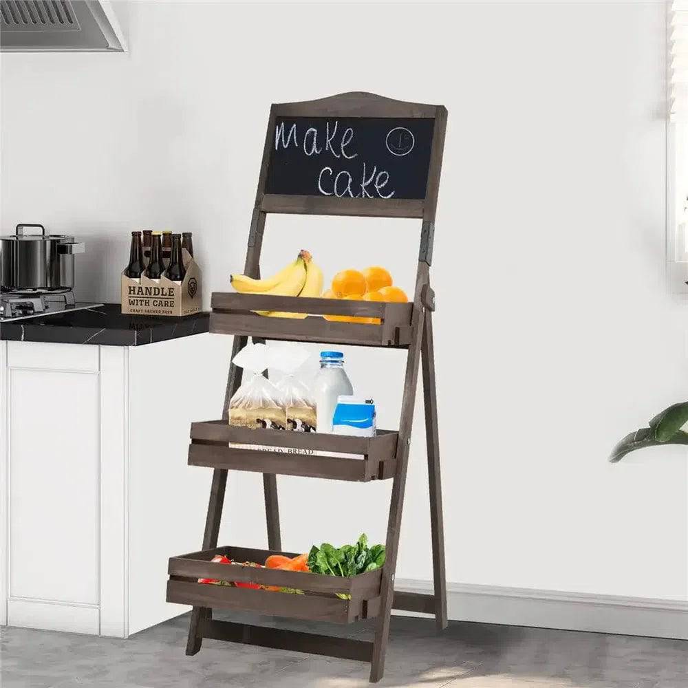 Folding 3-Tier Plant Stand with Chalkboard