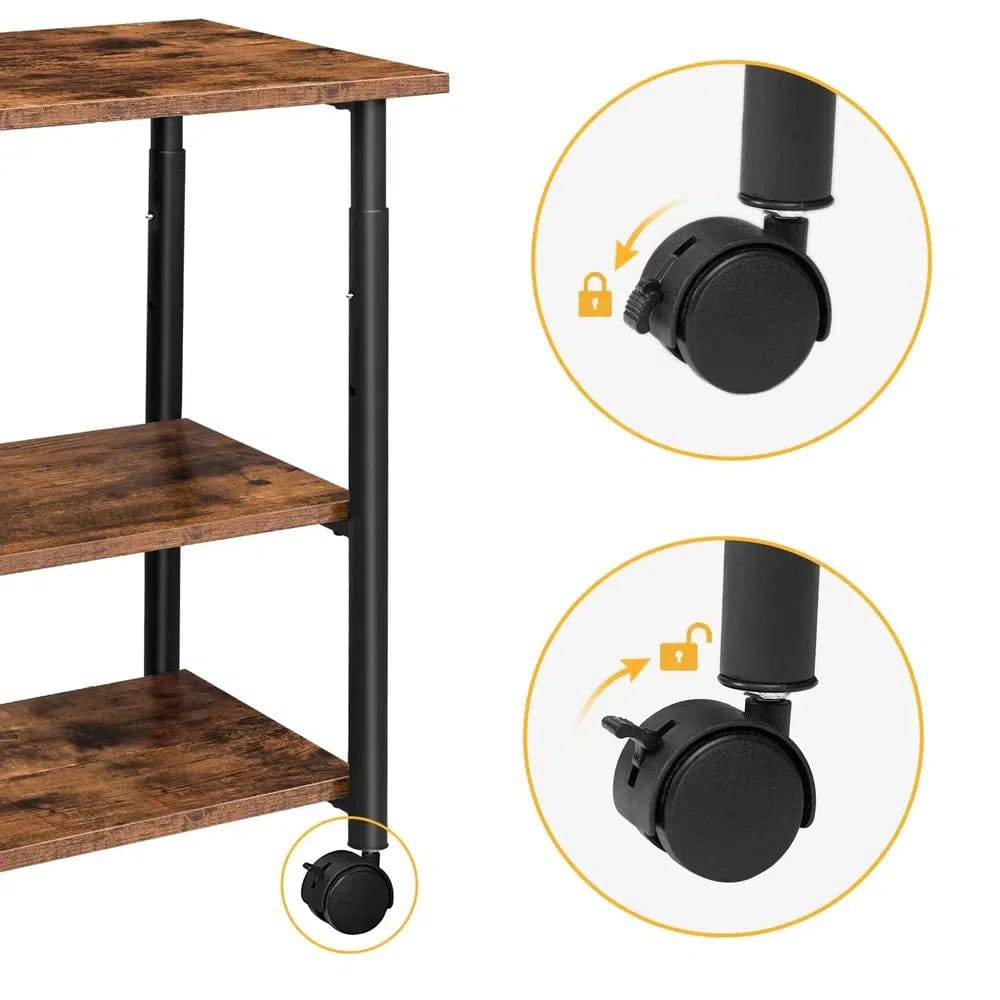 3-Tier Printer Table with Adjustable Height