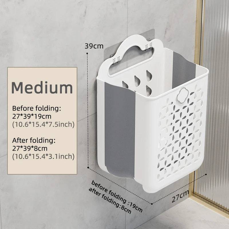 Wall-Mounted Folding Bathroom Laundry Basket