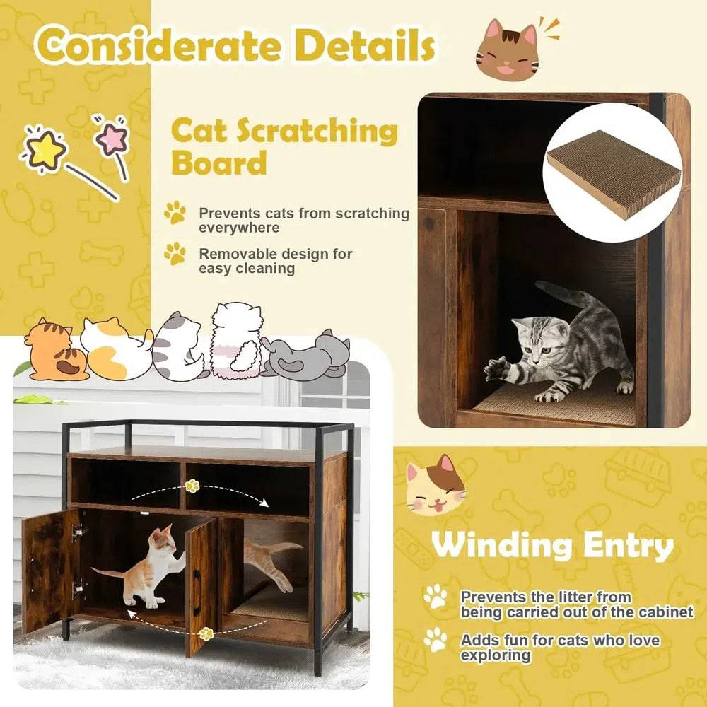 Wooden Cat Litter Box Enclosure Side Unit