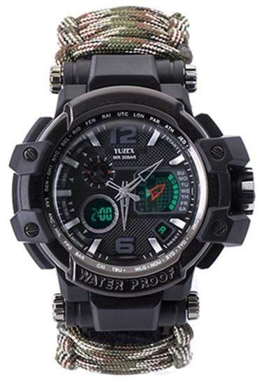 8 in 1 Outdoor Multi functional Waterproof Military Tactical Paracord Watch Bracelet