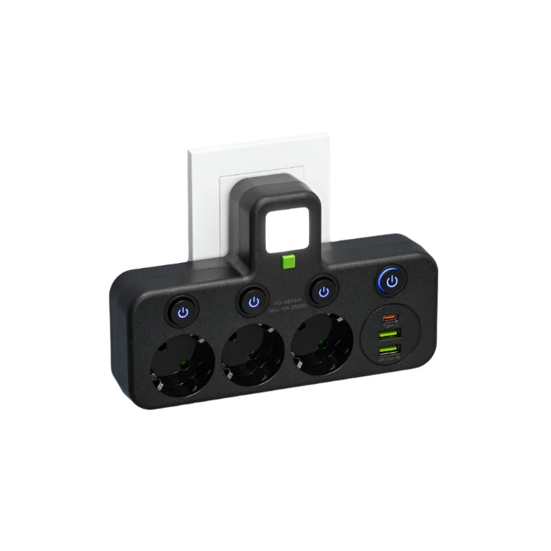 VOLTARA – Compact 4-Socket Extension with USB Charging & Safety Lock