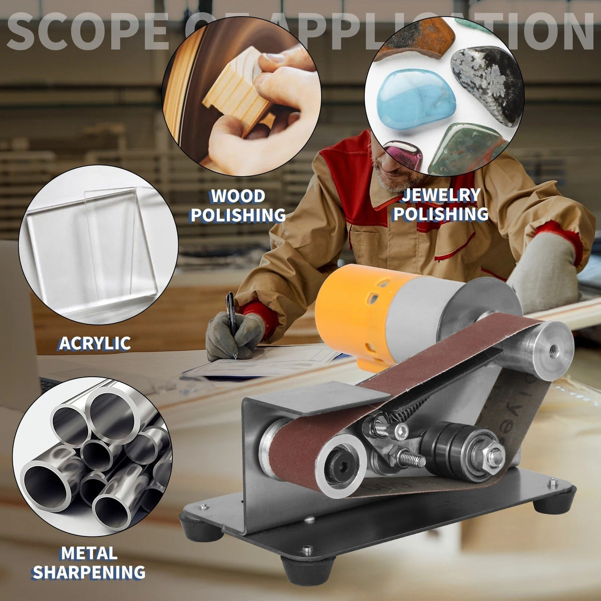 Electric Belt Sander - High-Powered, Cordless Sanding Tool for Woodworking and DIY Projects