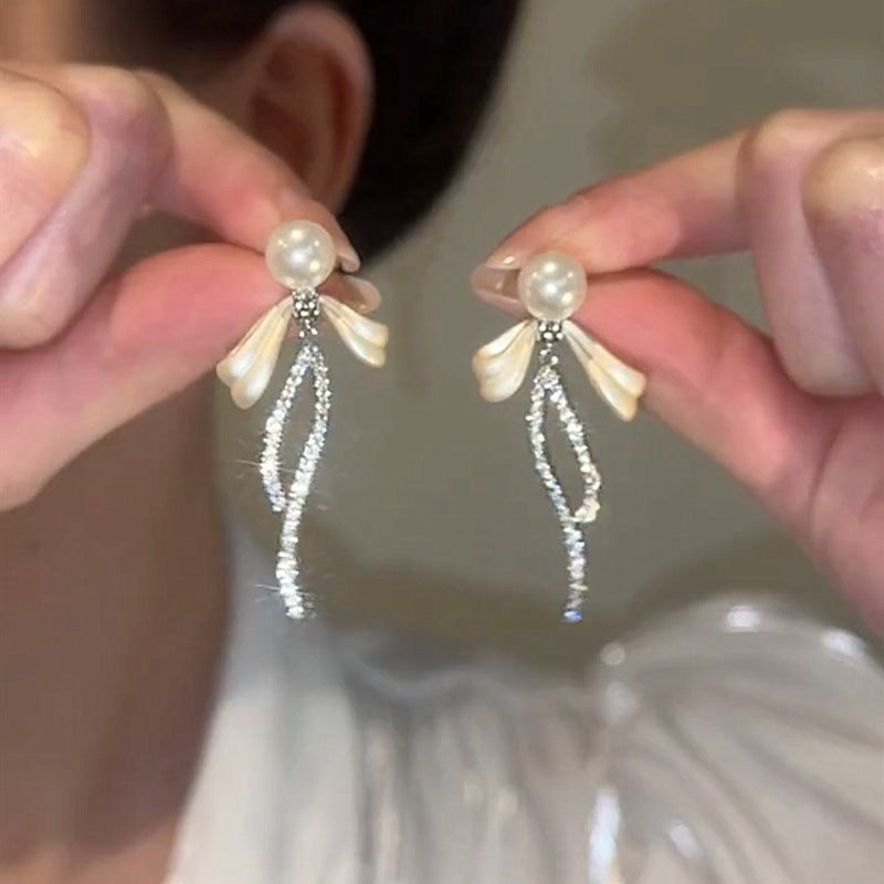 Delicate Bow Tassel Earrings
