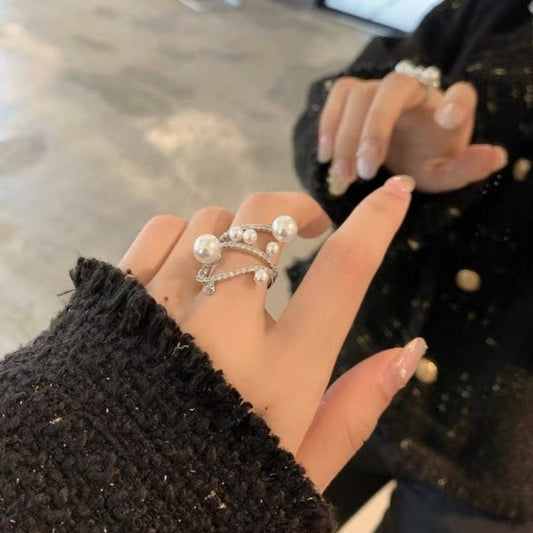 Personalised Twisted Diamond Pearl Ring