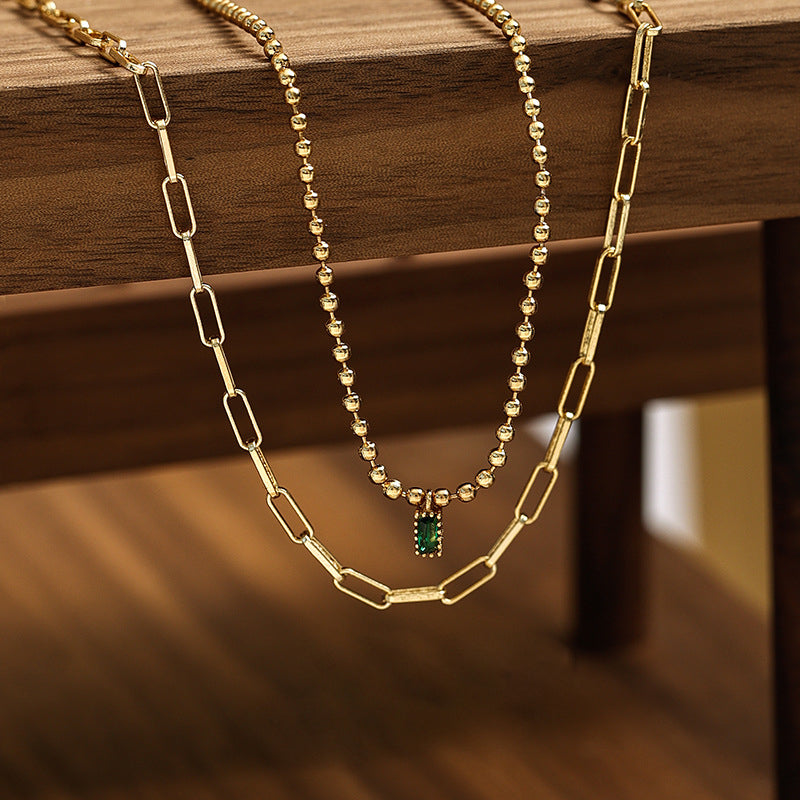 Emerald Square Zircon Necklace