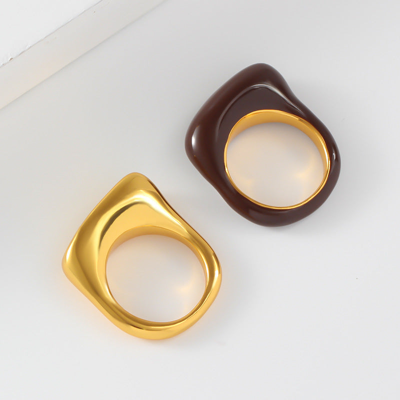 Vintage Mirad Copper Plated 18k Gold Enamel Ring