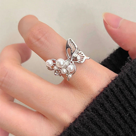 Butterfly Pearl Art Ring