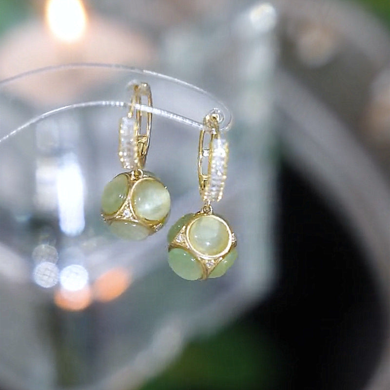 Green Cat's Eye Earrings