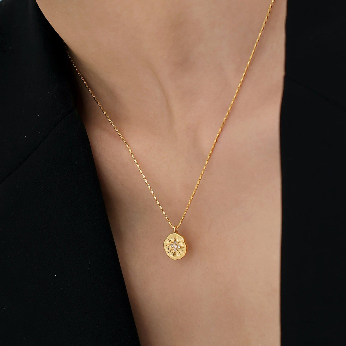 Polaris Coin Button Pendant Necklace