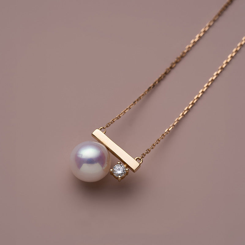 s925 Sterling Silver "Balance Wood Pearl" Necklace