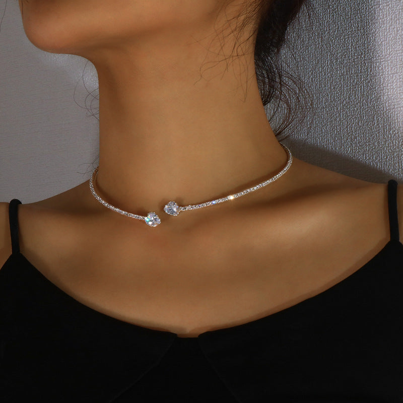 Rhinestone Heart Collar