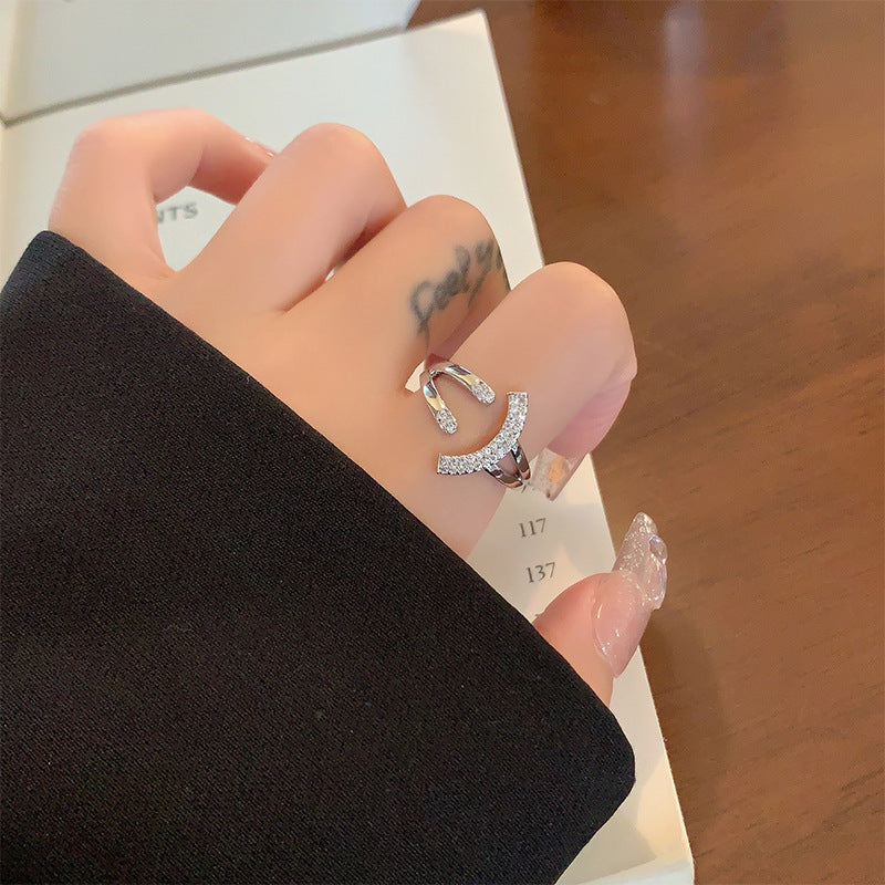 Smiling Zirconia Adjustable Ring