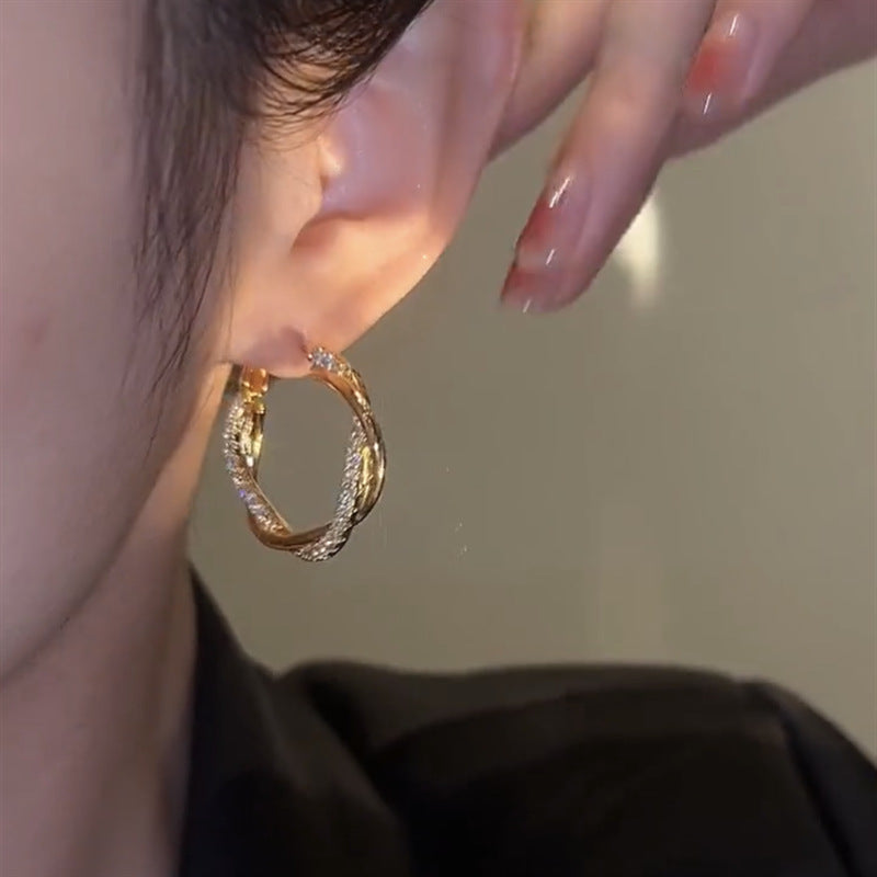 Wrapped Zirconia Hoop Earrings