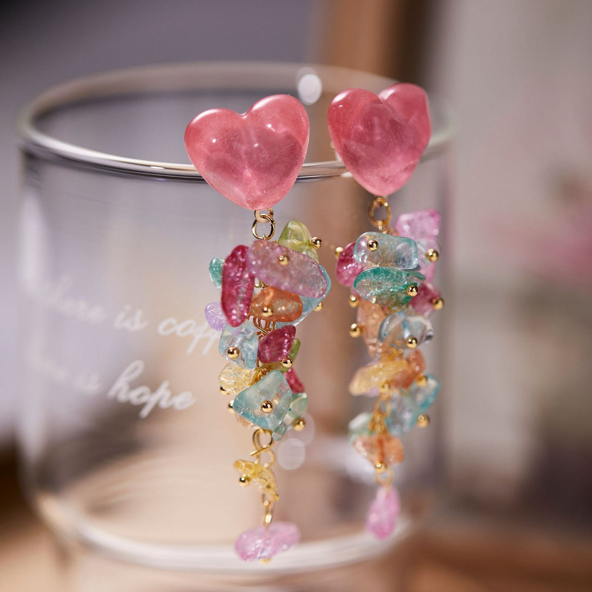 Vacation Style Irregular Colorful Crushed Stone Earrings