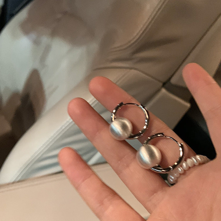 Brushed Ball Hoop Earrings