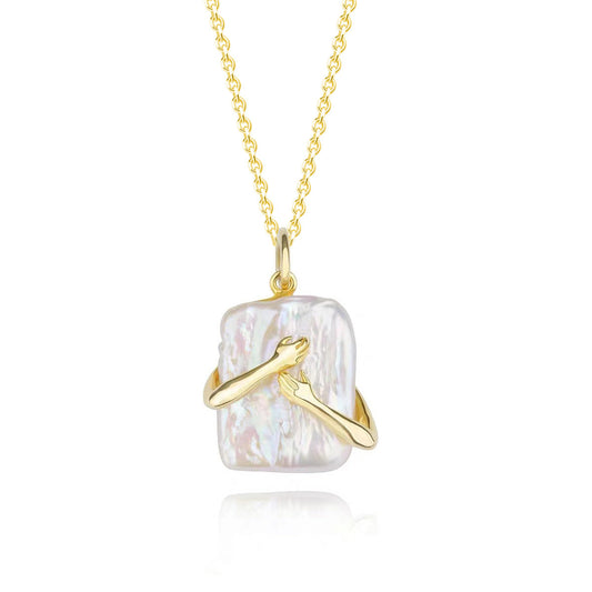 925 sterling silver baroque pearl pendant embrace necklace