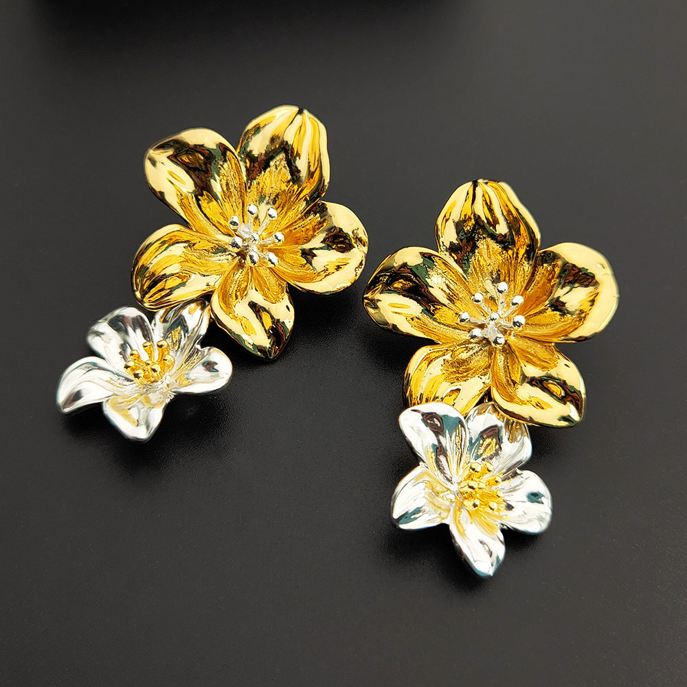 Clashing Ruffled Flowers Earrings