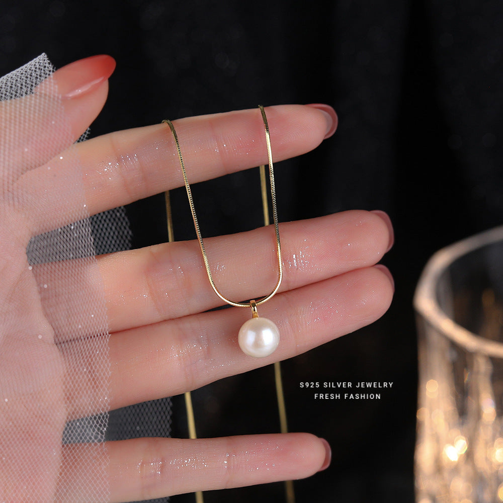 Silver Plated  14kGold Pearl Necklace