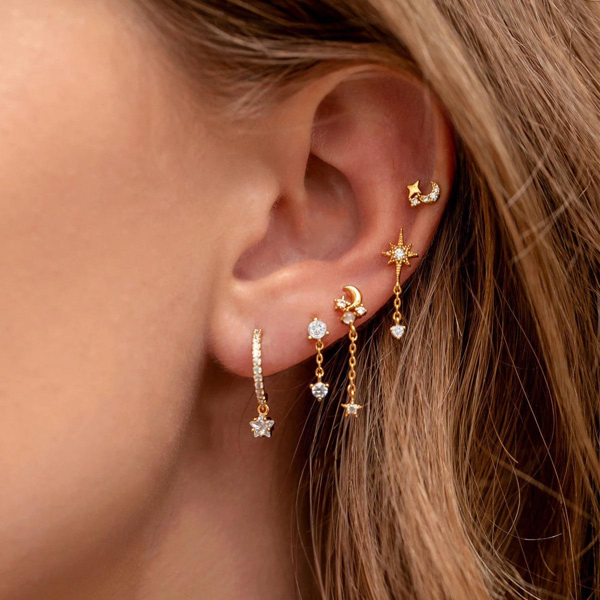 Star and Moon Earring Set