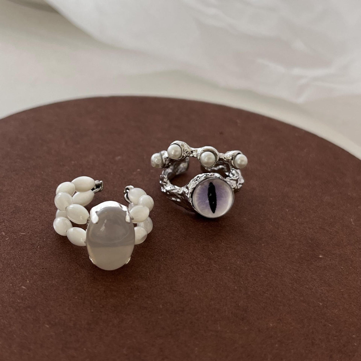 Cat's Eye Pearl Adjustable Ring