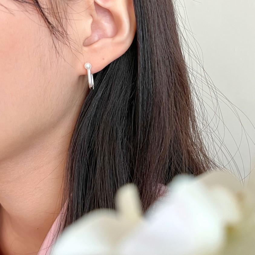 Sterling Silver Square Pearl Earrings