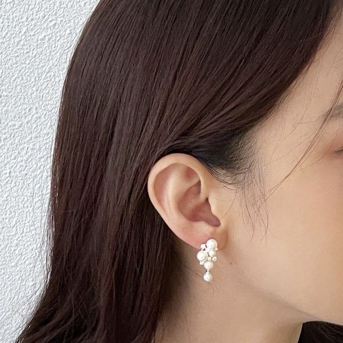 Pearl Zirconia Stud Earrings