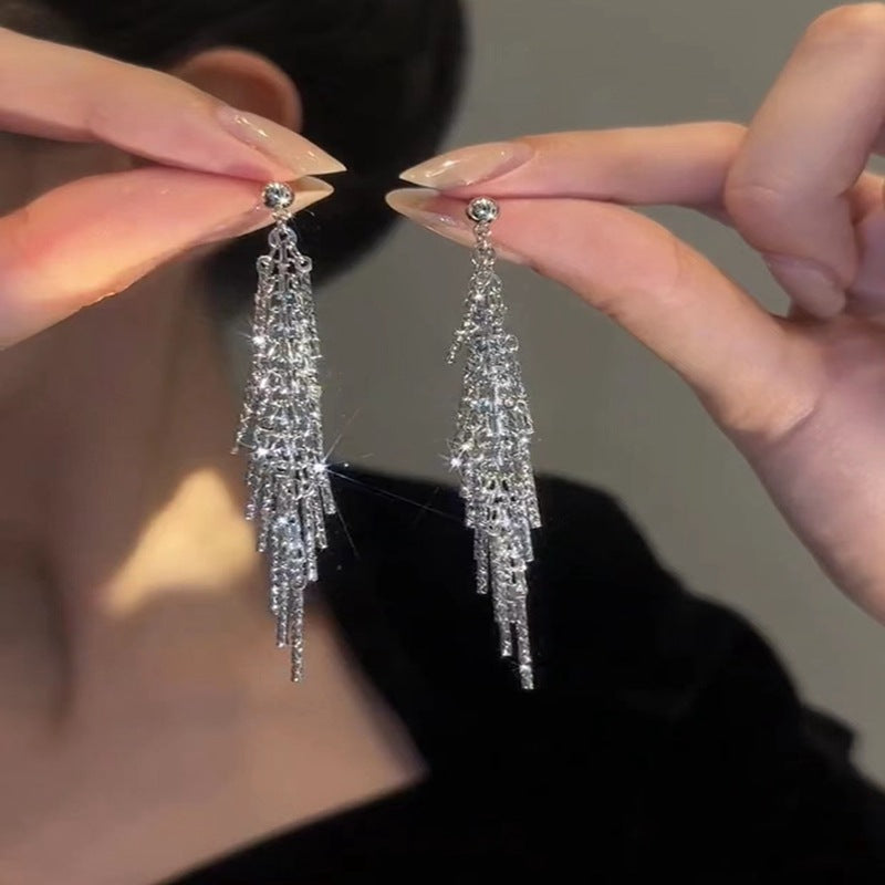 Beaded Long Tassel Earrings