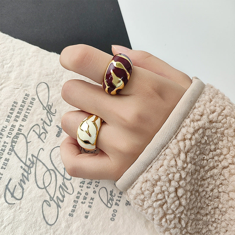 Enamel Irregular Floral Vintage Ring