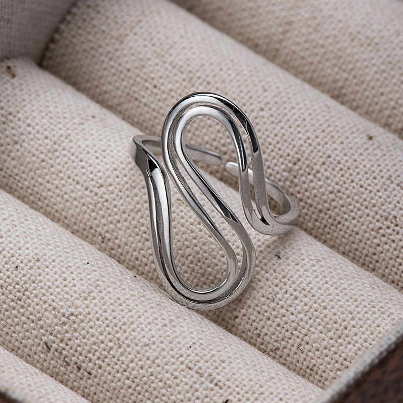 Sterling Silver Openwork S-Shaped Adjustable Ring