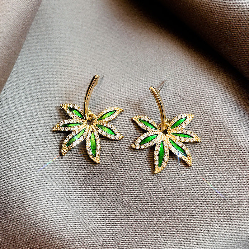 Enchanted Green Leaf Earrings