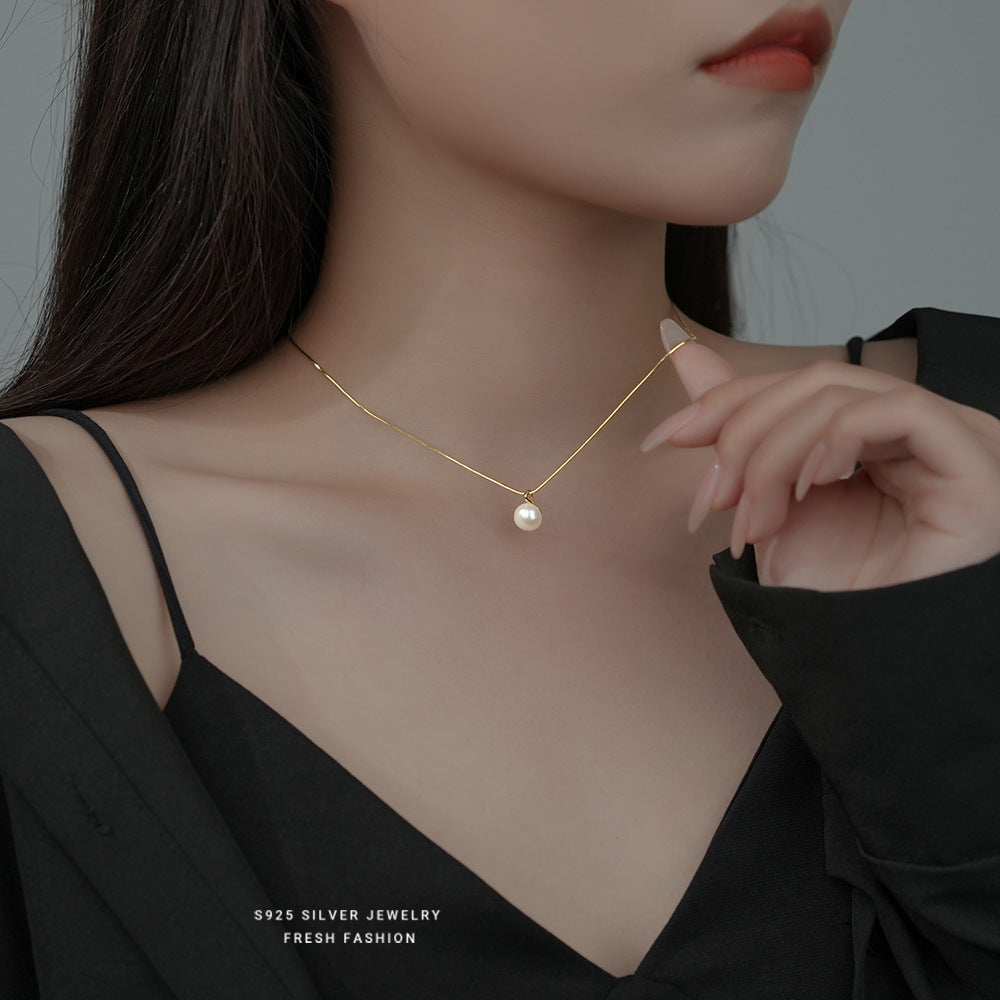 Silver Plated  14kGold Pearl Necklace