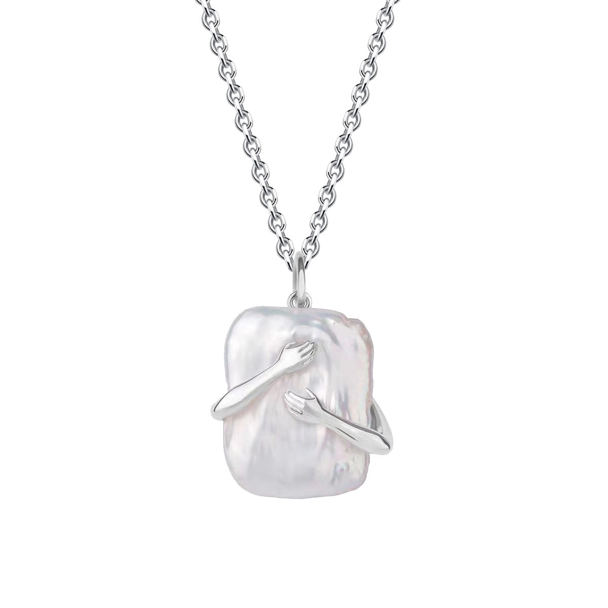 925 sterling silver baroque pearl pendant embrace necklace