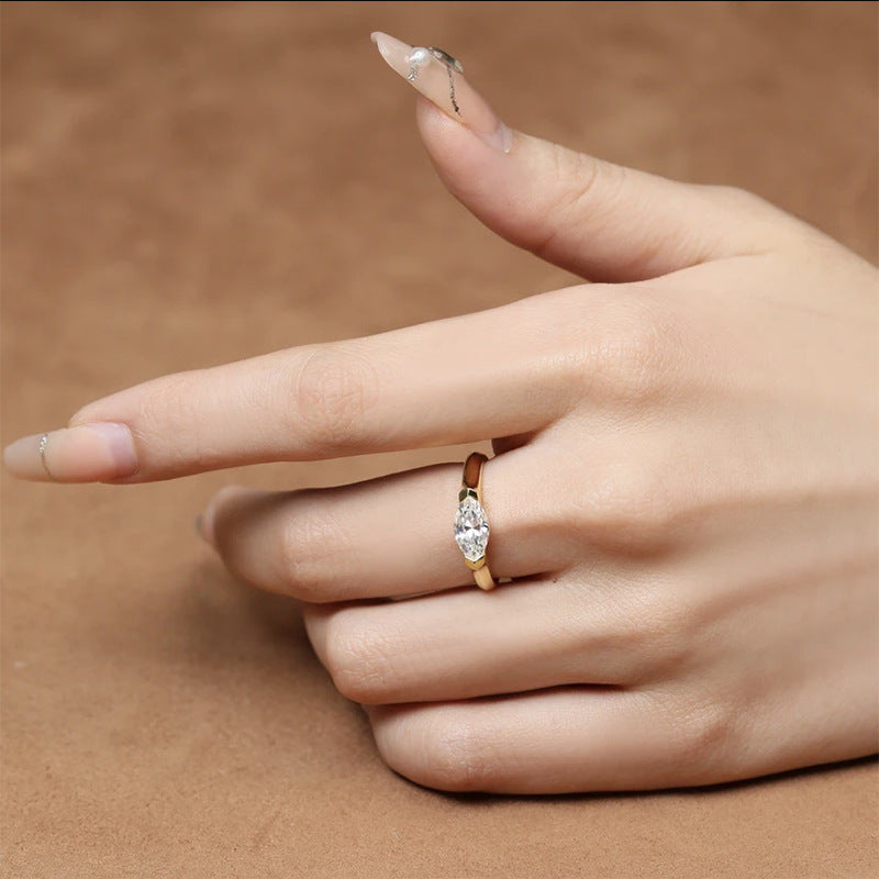 Horse Eye Zirconia S925 Sterling Silver Plated 18k Ring
