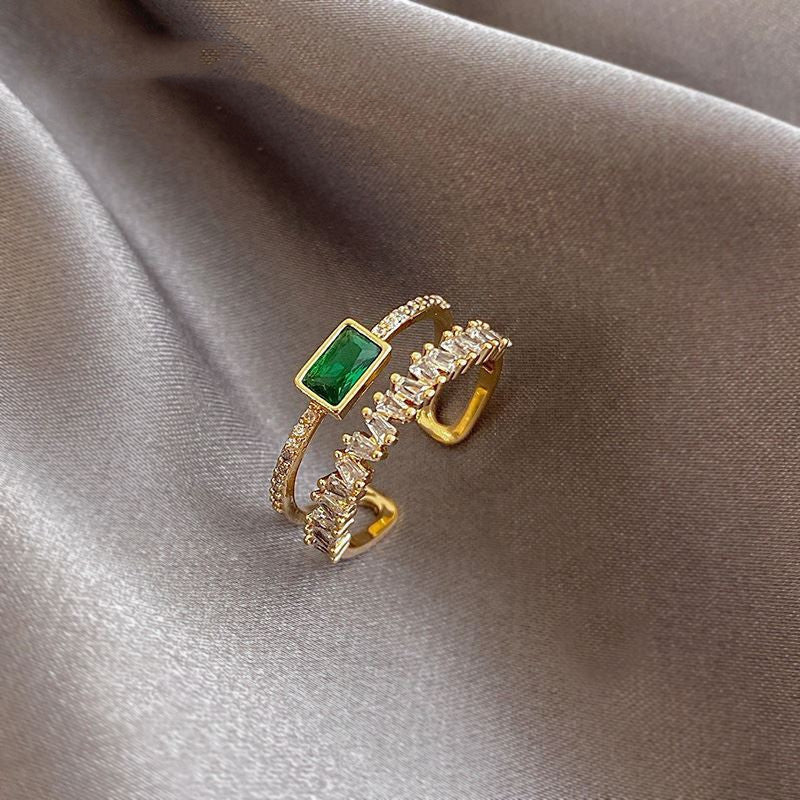Peacock Green Diamond Duble Ring
