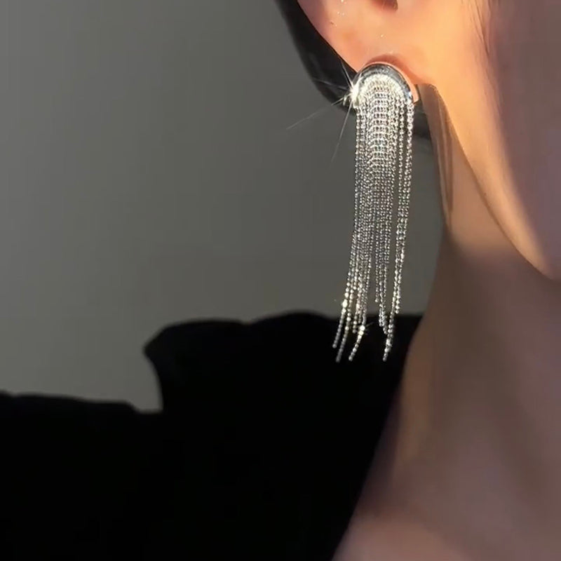 Curved Starlight Tassel Earrings