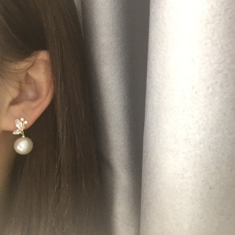 Crystal Butterfly & Pearl Earrings