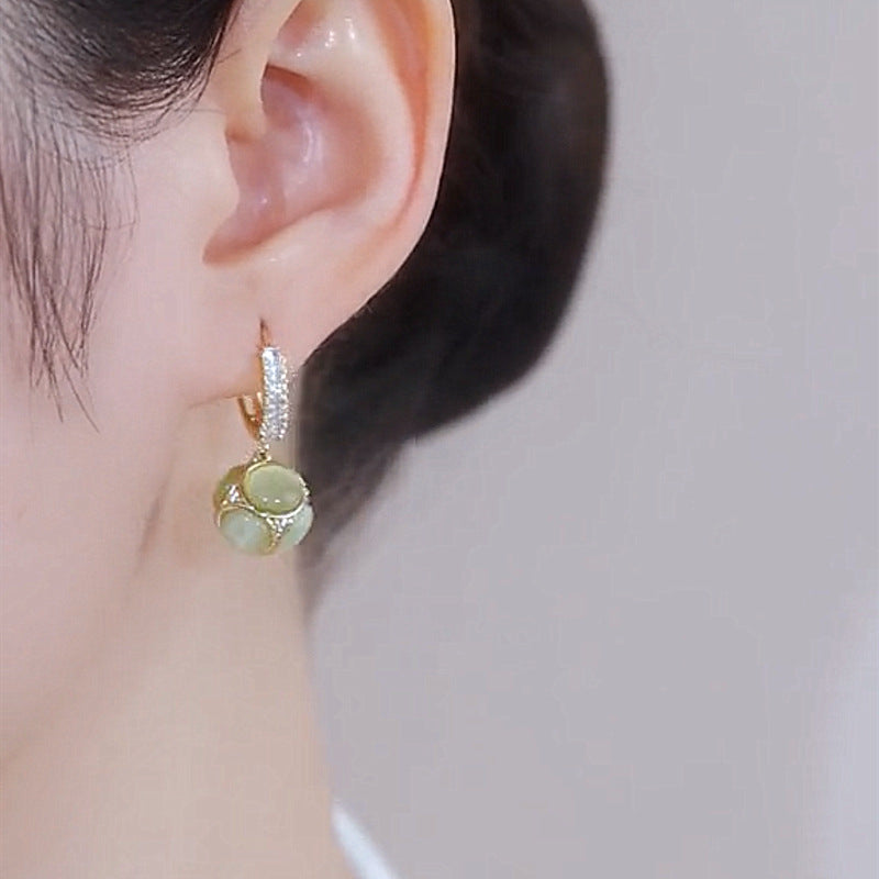 Green Cat's Eye Earrings