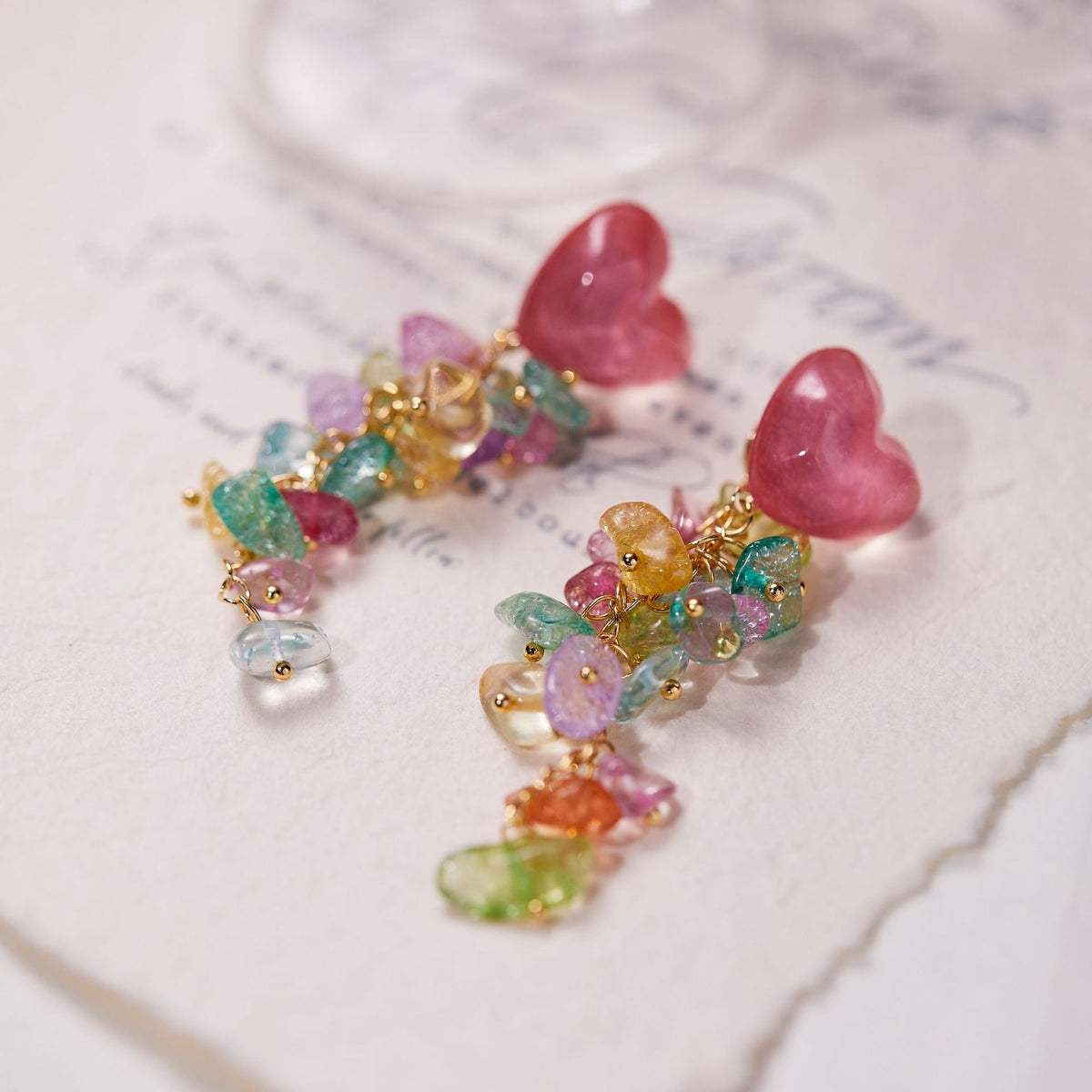 Vacation Style Irregular Colorful Crushed Stone Earrings