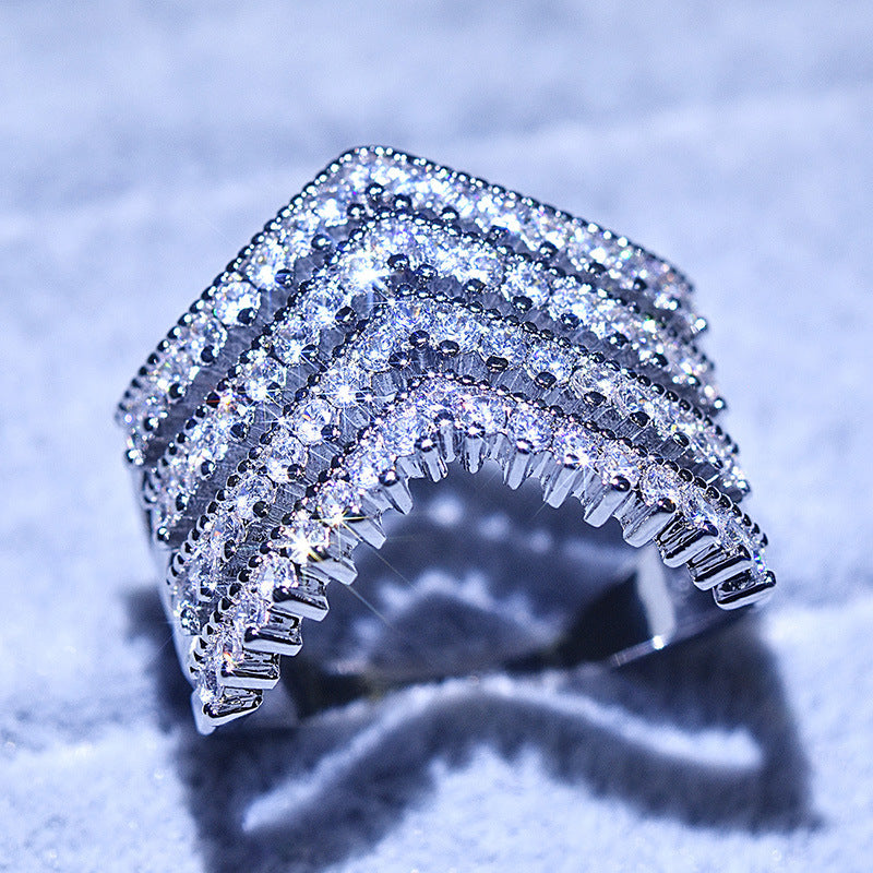 Triple V Full Diamond Ring